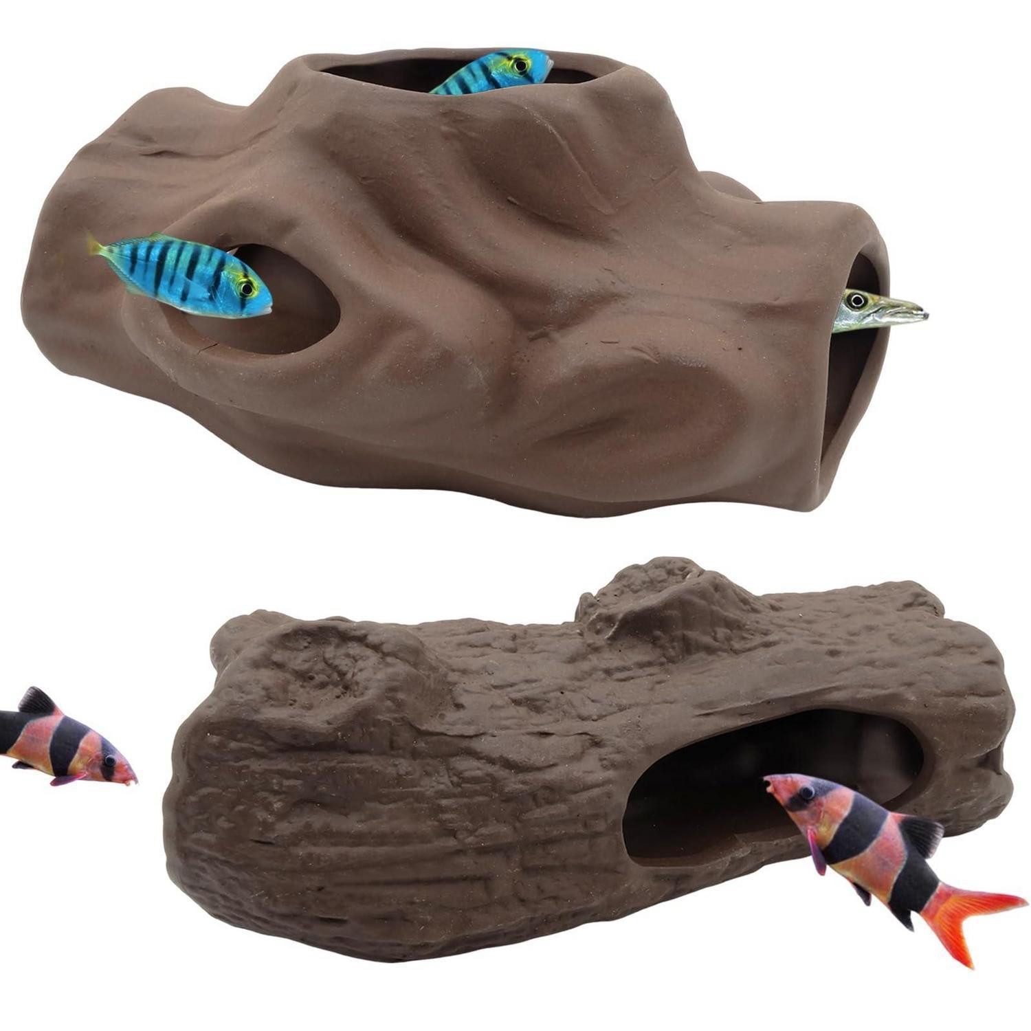 LuxusKollektion Aquariendeko Aquarium Deko Keramik Höhle 2er-Set