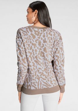 Bruno Banani Rundhalspullover Animal Muster Jacquard