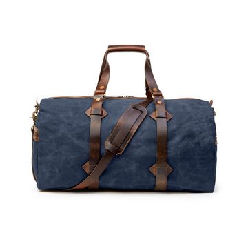 DRAKENSBERG Reisetasche Weekender »Cody« Ozean-Blau, wetterfeste Vintage Sportasche aus gewachstem Canvas und Leder