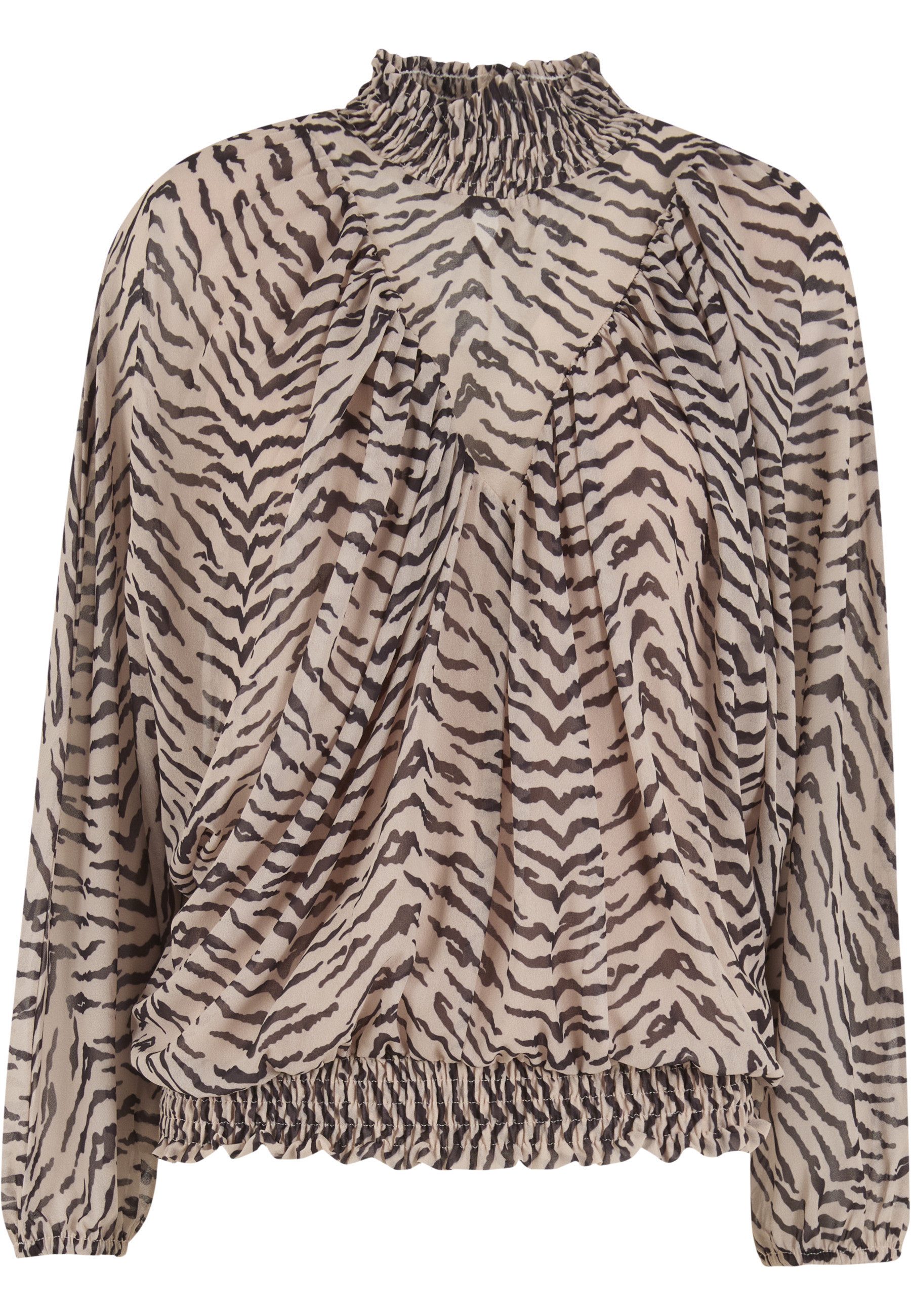 CLOUD 5IVE Klassische Bluse CLOUD 5IVE Cloud5ive Smocked Chiffon Blouse AOP Zebra