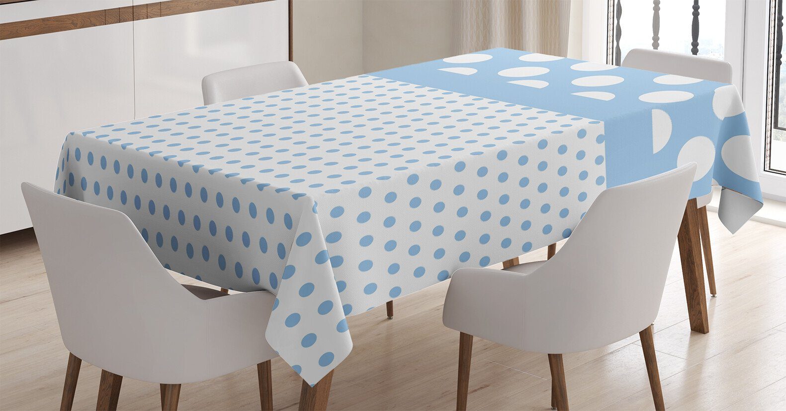 Für Waschbar Baby-Blau-Tupfen geeignet Klare Bereich Tischdecke Außen den Farben, Farbfest Abakuhaus Jahrgang