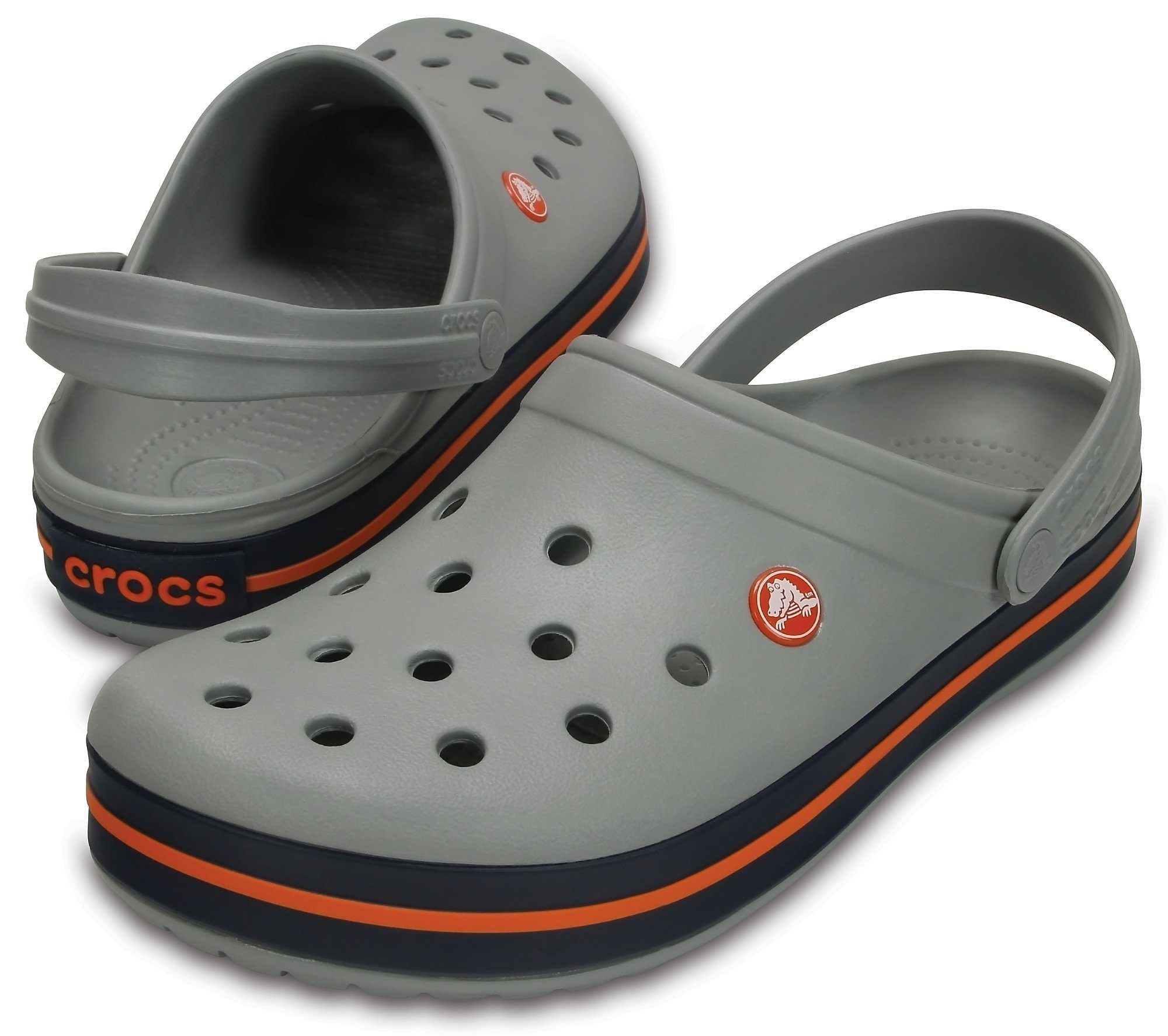 Clog Crocband mit Laufsohle grau-schwarz-orange farbiger Crocs