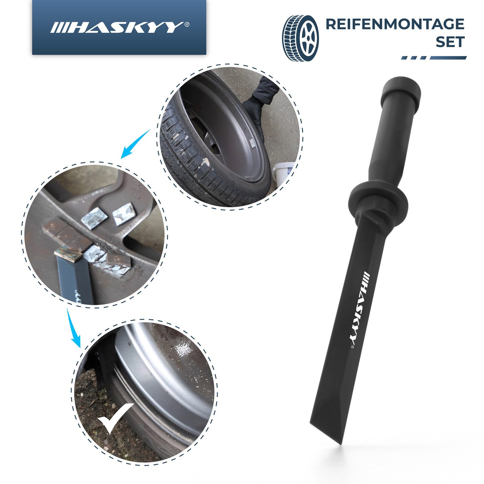 HASKYY Montagepaste Reifenmontagepaste 5kg Schwarz Set mit Montage- & Demontage Zubehör
