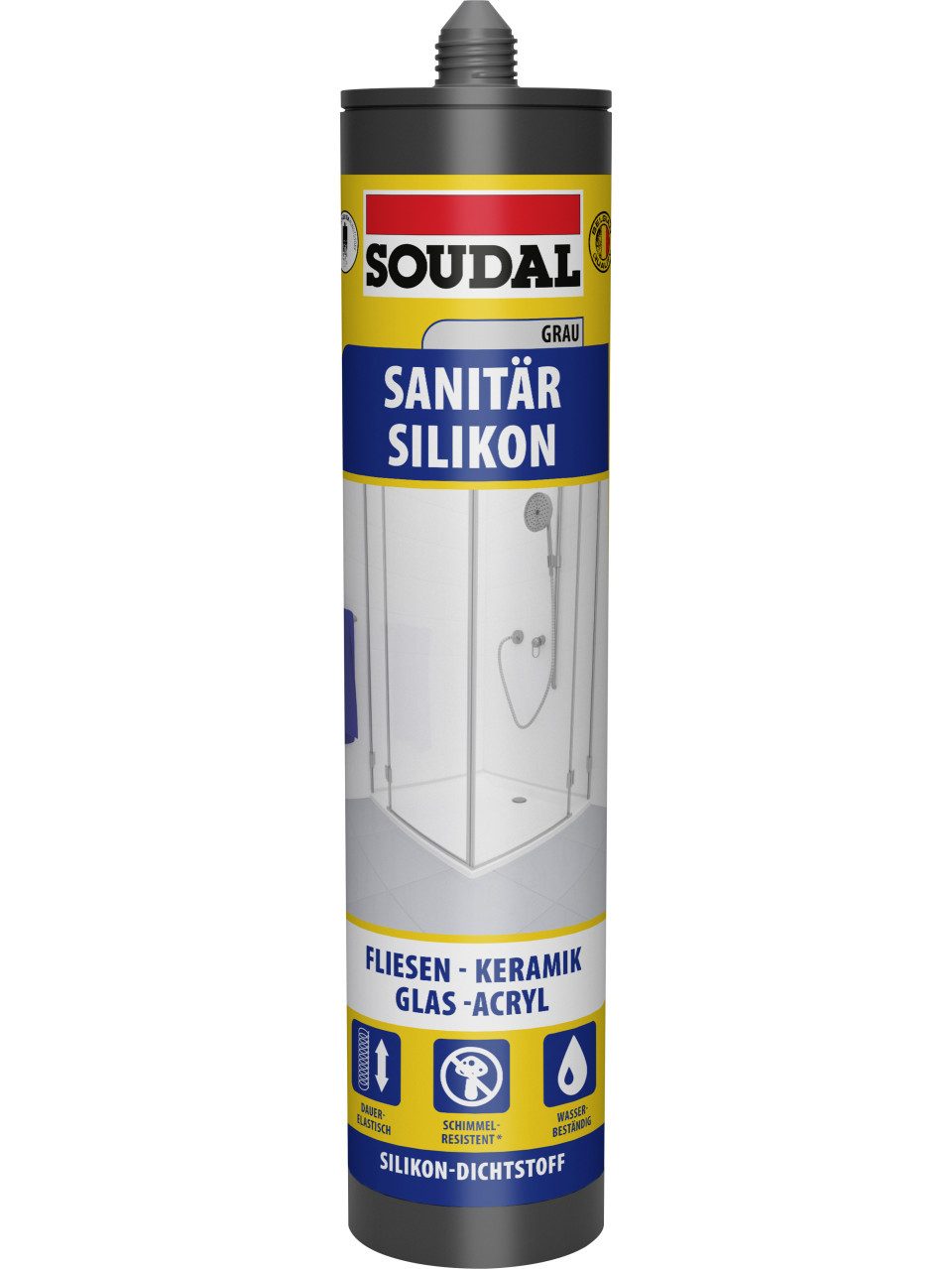 SOUDAL Silikon Soudal Sanitär-Silikon grau 300 ml