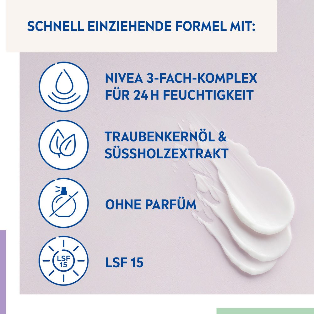 Nivea Gesichtsserum Instant Serum+ Expert Filler Hyaluron Replumping Serum + Tagespflege, 3-tlg., LUMINOUS630® Skin Glow