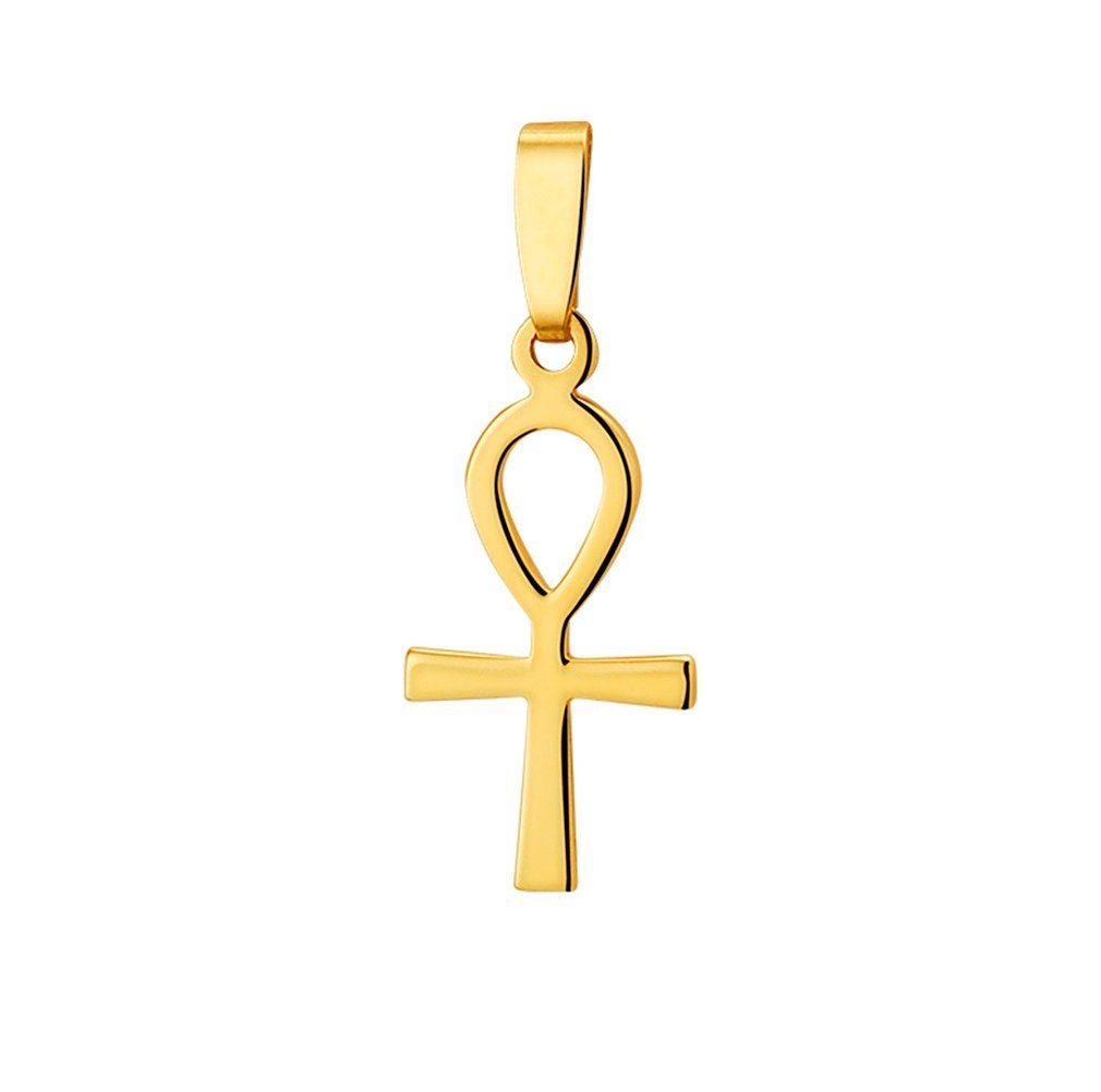 Goldschmuck kt. Anhänger Herren Gelbgold poliert 14 mm, 585er-Gold Kettenanhänger 20 Kreuz und Damen NICEANDnoble für Anch