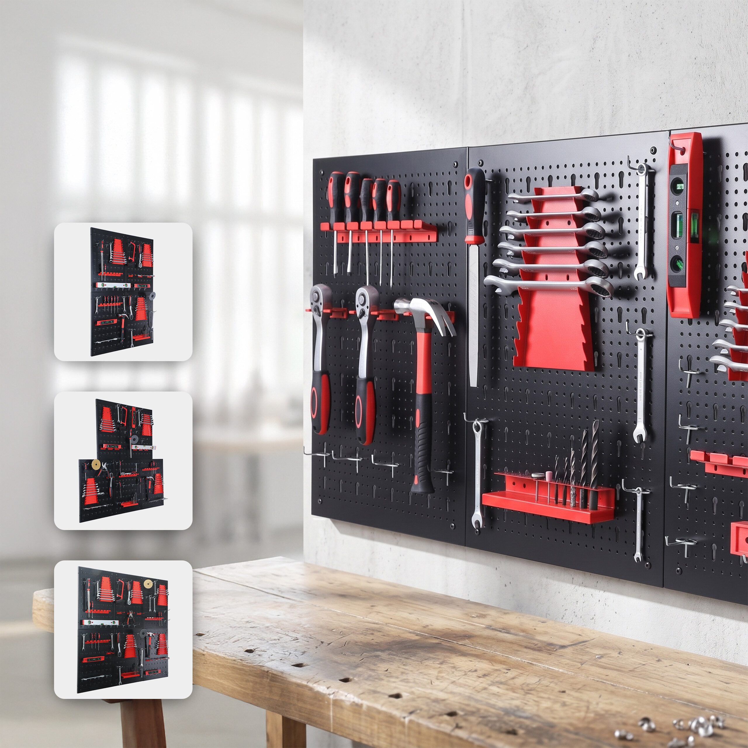 relaxdays Lochwand Werkzeugwand mit Zubehör Set, 33 Teile
