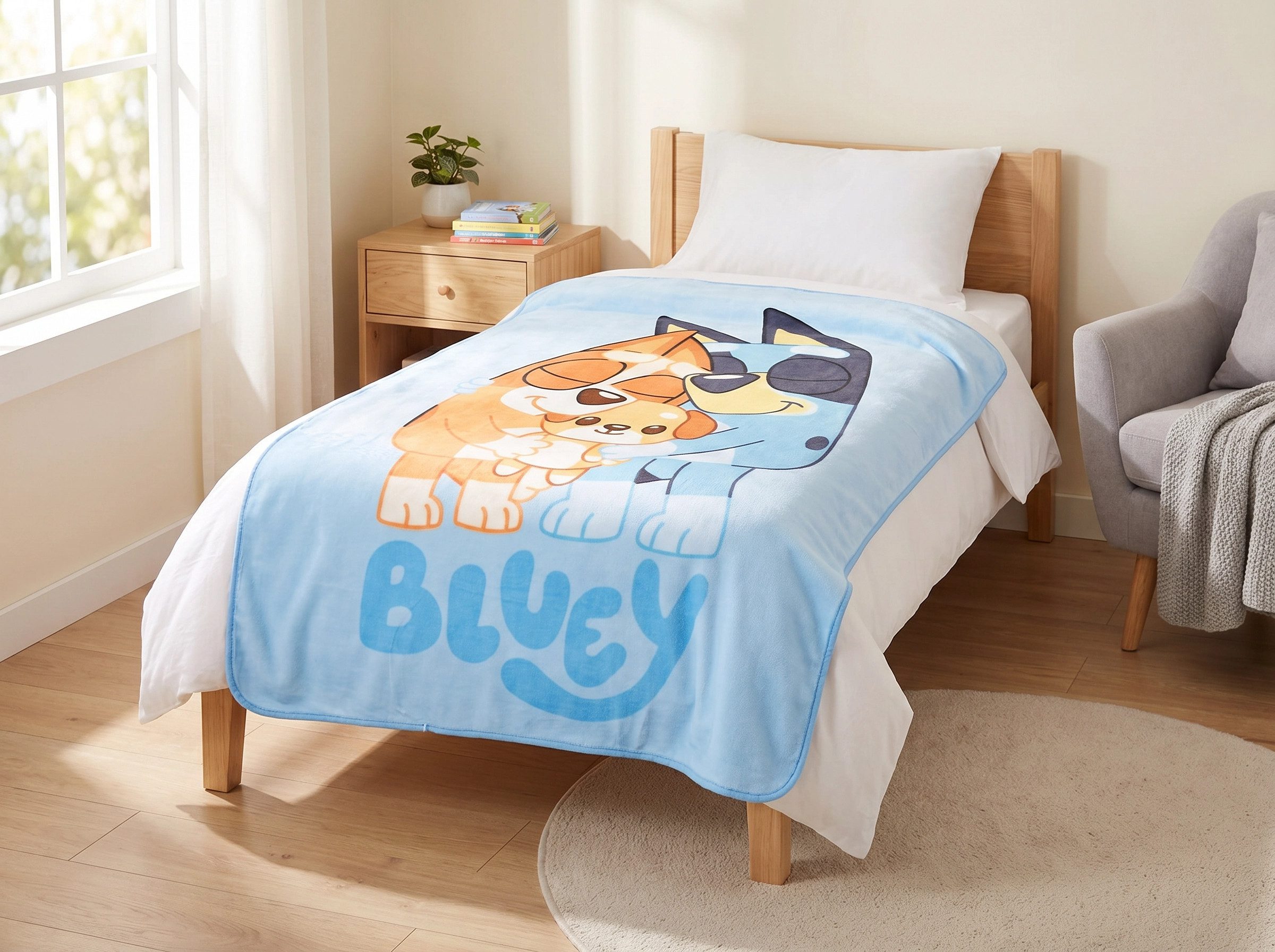 Wohndecke Bluey und Bingo Kinder Fleecedecke leichte Kuscheldecke 100x150, Bluey