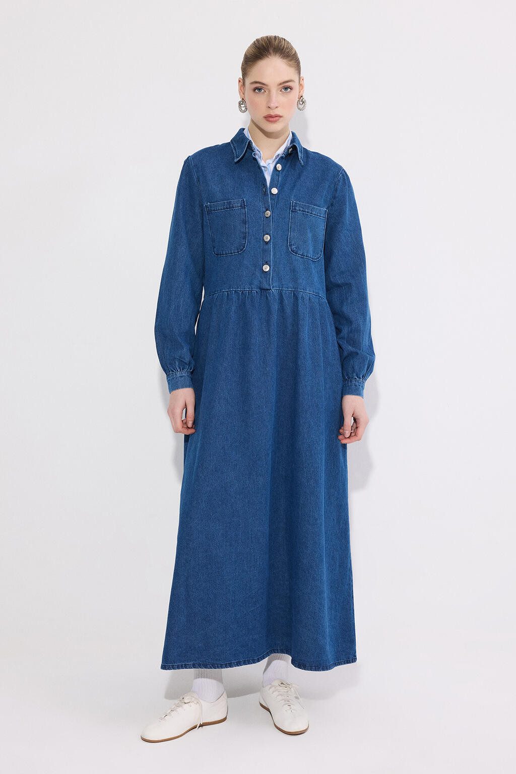 touche prive Maxikleid Jeanskleid mit Taschendetail