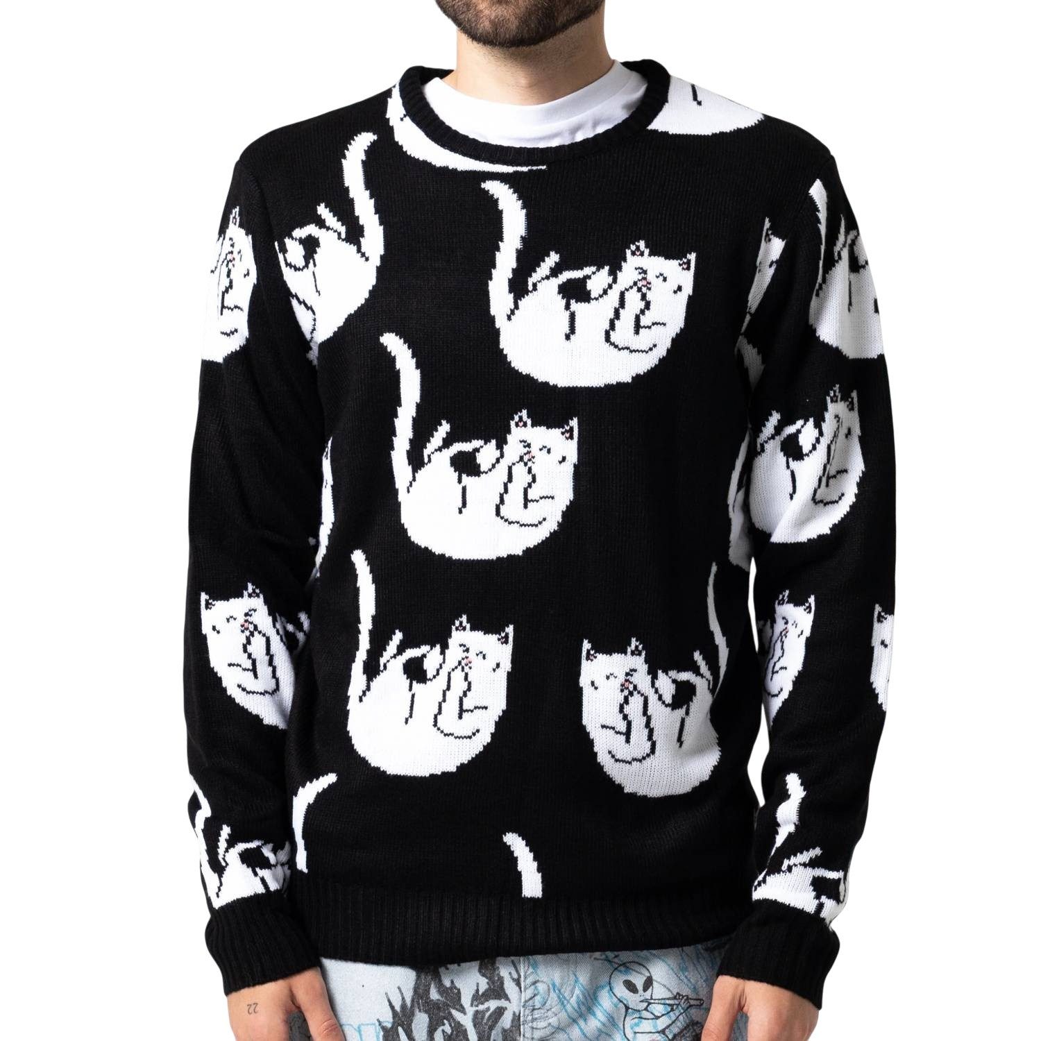 RIPNDIP Strickpullover Pullover Ripndip Falling For Nermal Rundum mit „Falling For Nerm“-Motiv