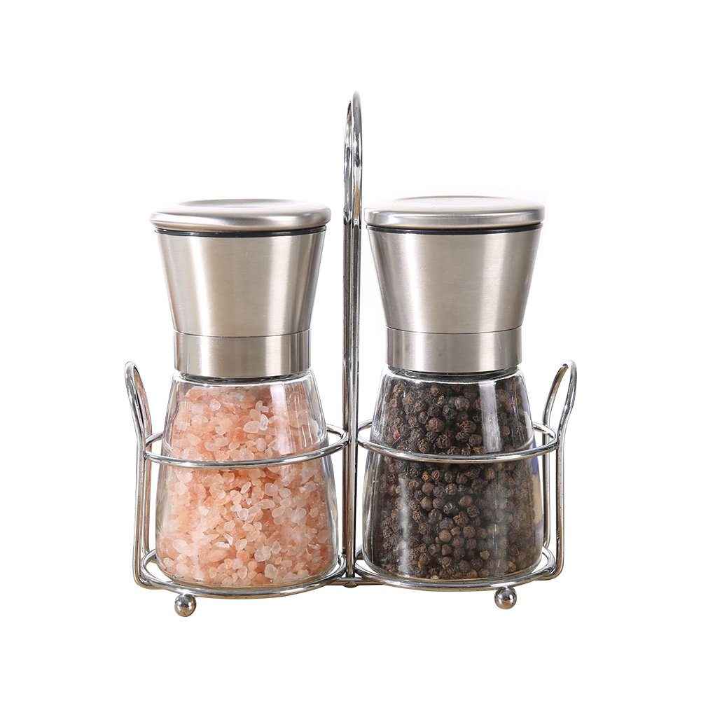 OSTWOLKE Salzmühle 2 Gewürzmühle Pfeffermühle Salzmühle Glas&Edelstahl mitKeramikmahlwerk, (1 Stück)