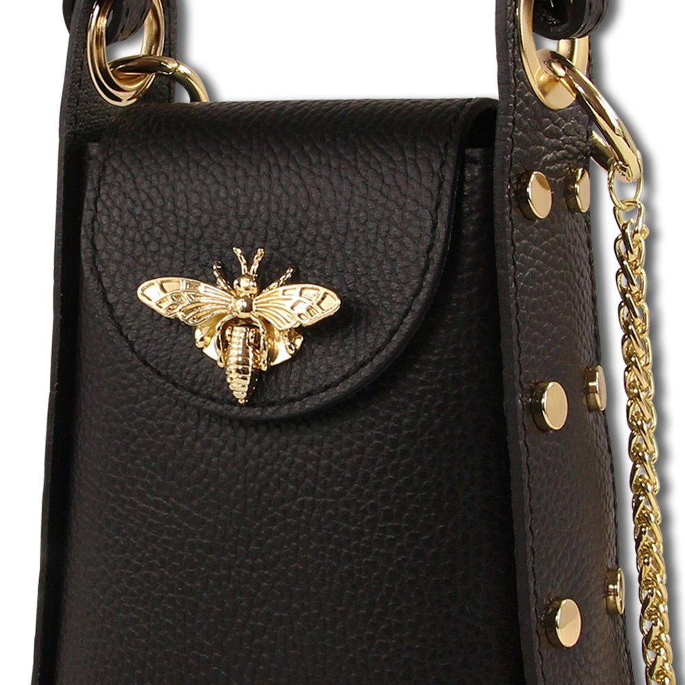 Toscanto Umhängetasche Toscanto Tasche schwarz Umhängetasche (Umhängetasche), Damen Leder Umhängetasche, schwarz ca. 13cm