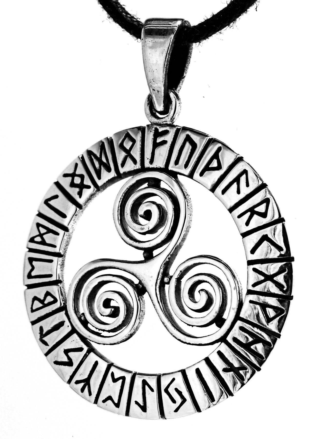Kettenanhänger Triskelen Anhänger 925 Silber Triskele Runen Ring Runenring Futhark