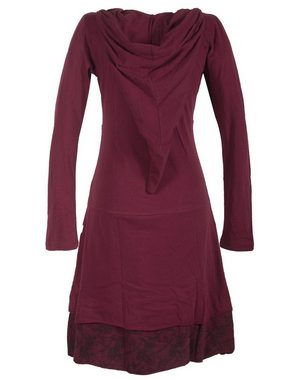 Vishes Jerseykleid Langarm Lagenlookkleid mit Zipfelkapuze Elfen, Goa, Boho, Pixie Style