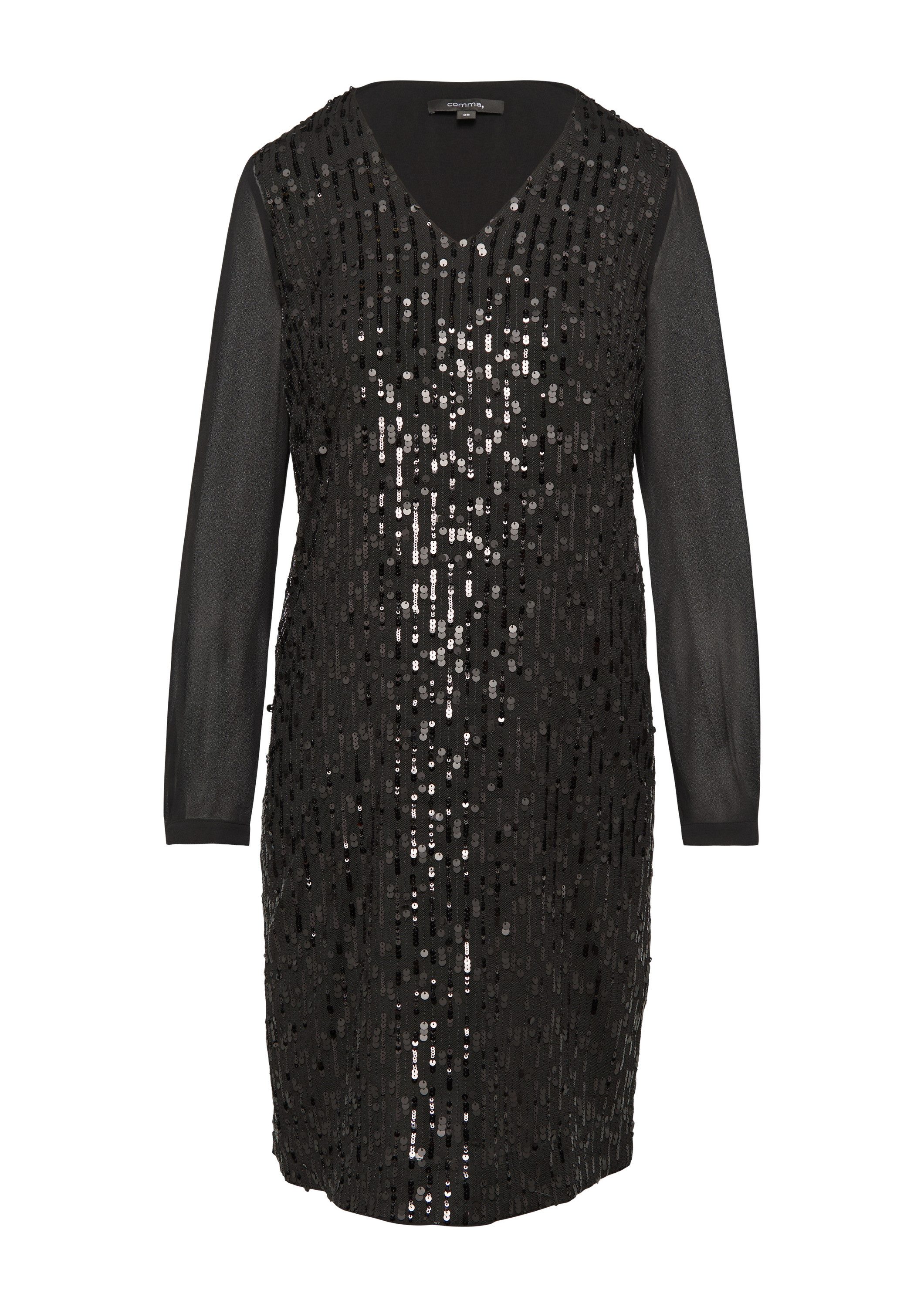 comma Minikleid Kleid Kurzes Paillettenkleid mit Chiffon-Ärmeln