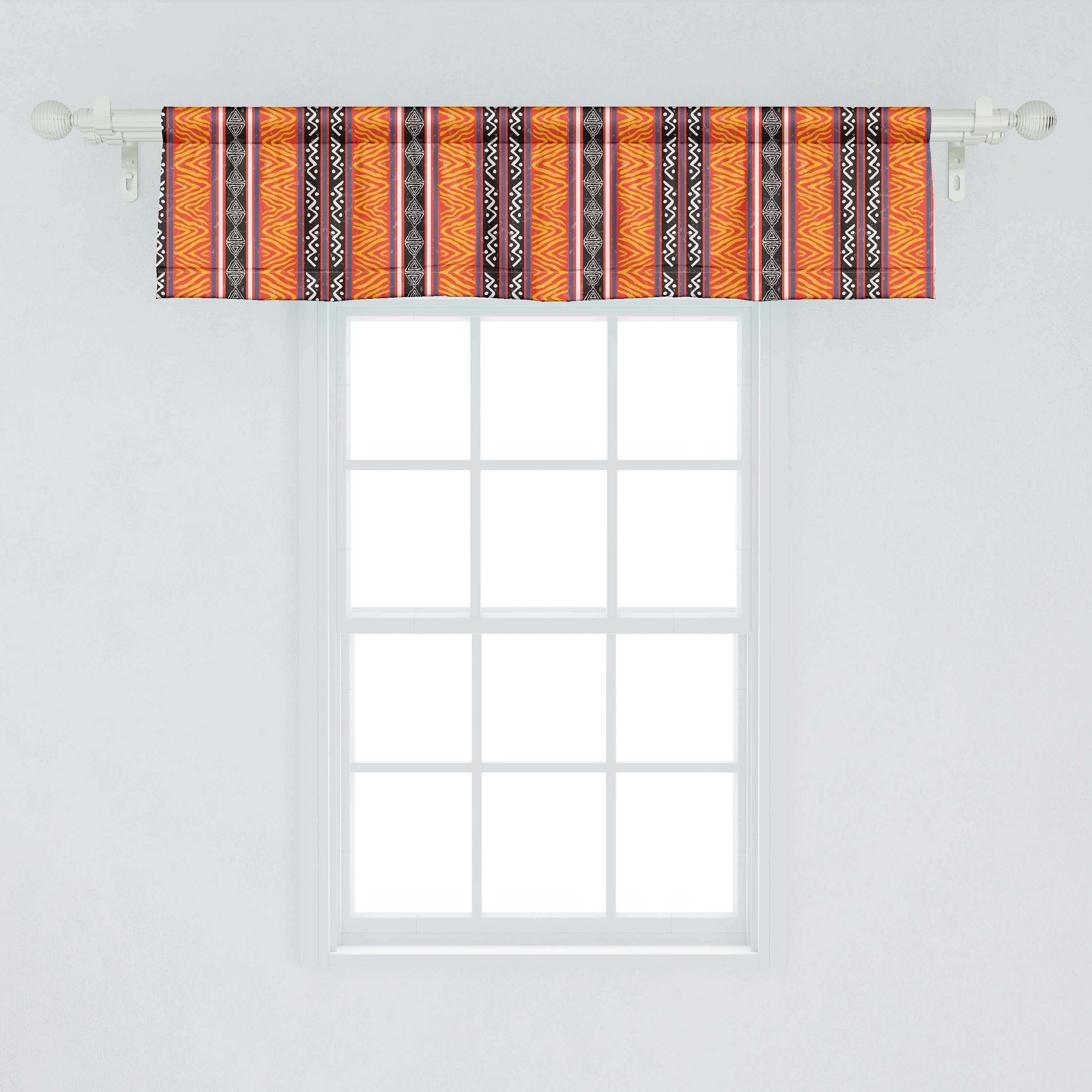 Scheibengardine Vorhang Volant für Küche Boho Tribal Wilde Schlafzimmer Art mit Abakuhaus, Microfaser, Dekor Stangentasche, Vintage