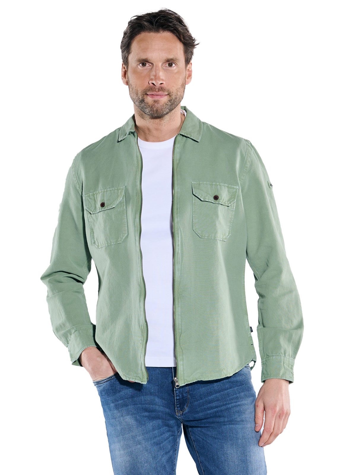 Engbers Langarmhemd Overshirt in Halbleinen-Qualität günstig online kaufen