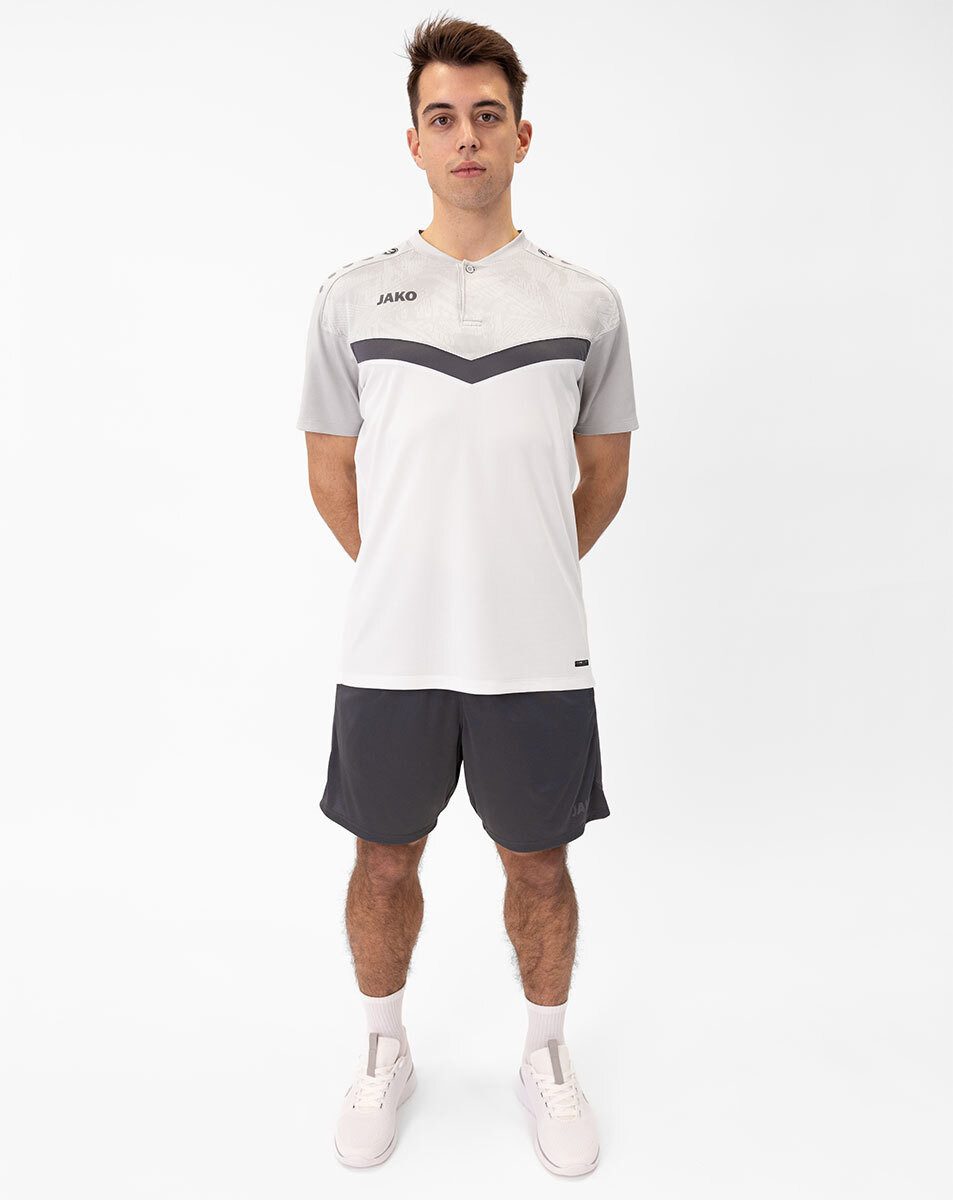 Jako Poloshirt Iconic (Polyester-Micro-Mesh) weiss/grau/anthrazitgrau Herren
