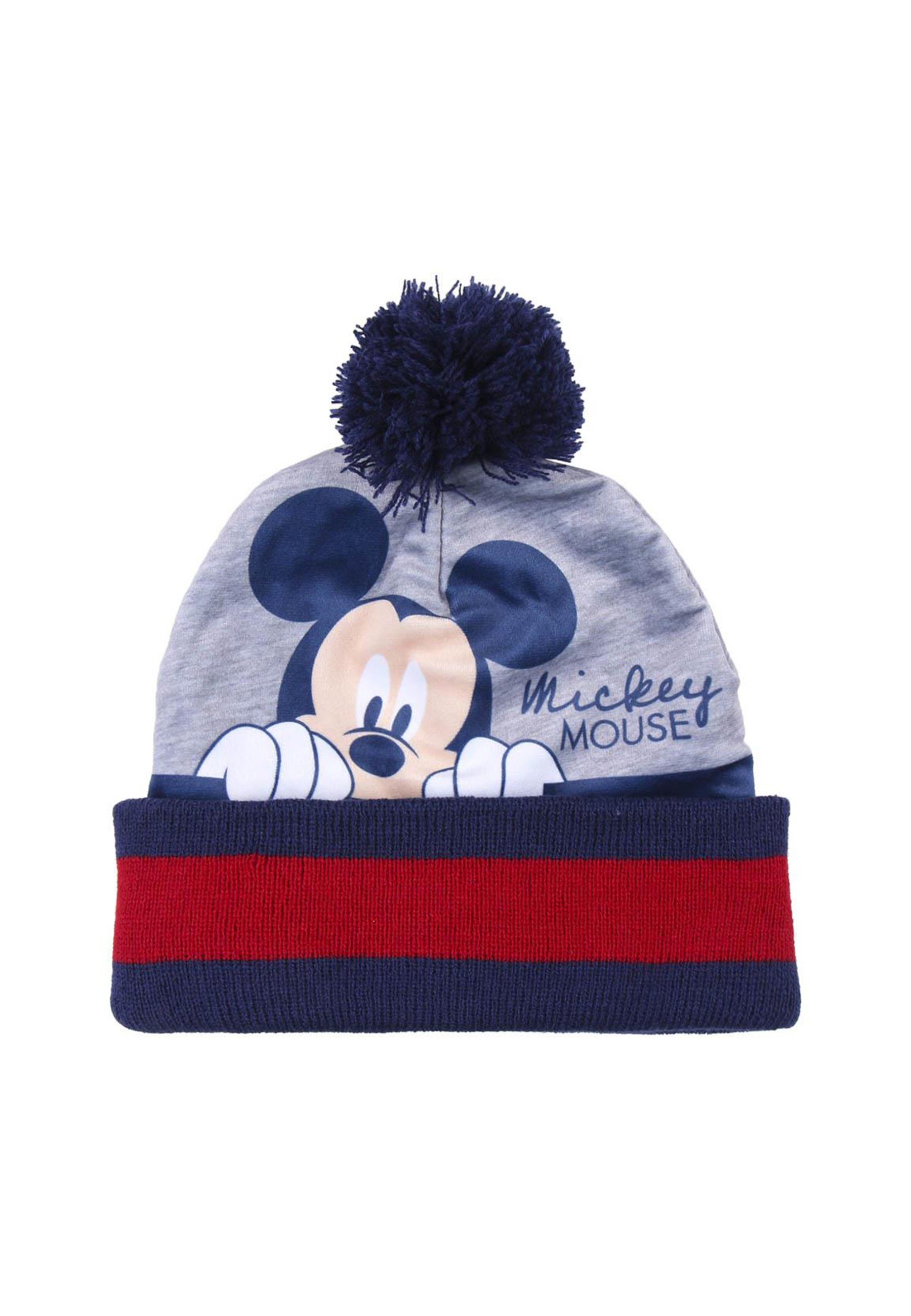 Mouse Schal Mütze & Winter-Set 3-tlg) Schlauch-Schal (SET, Disney Jungen Handschuhe Kinder Mütze Mickey
