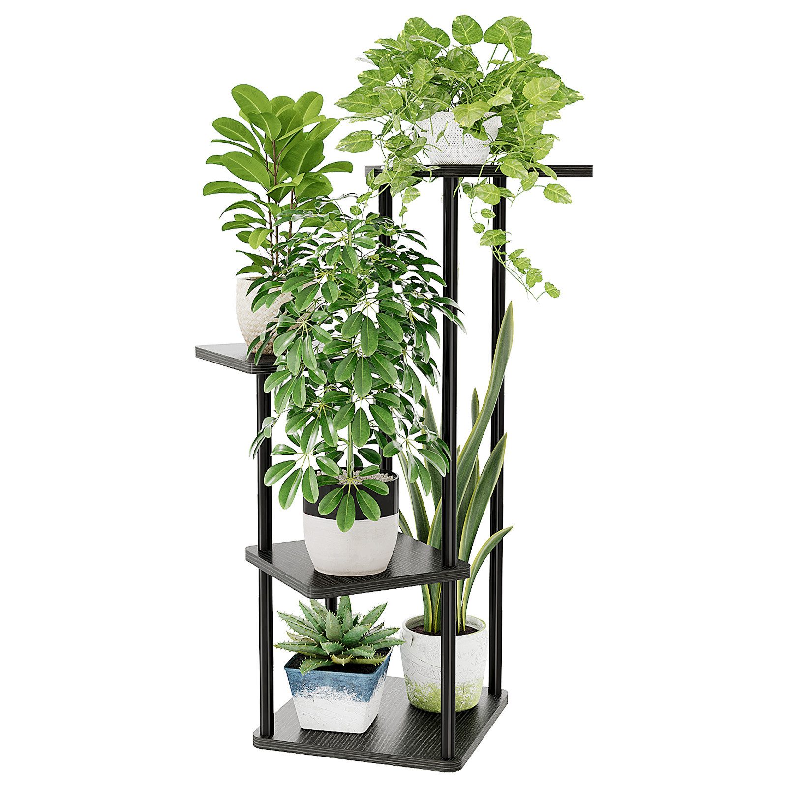 Bamworld Blumenständer Metall Pflanzenständer, Platzsparend für Wohnzimmer, Balkon & Ecke (1 St), 4-stöckiges Deko-Regal Indoor, 30x30x80 cm