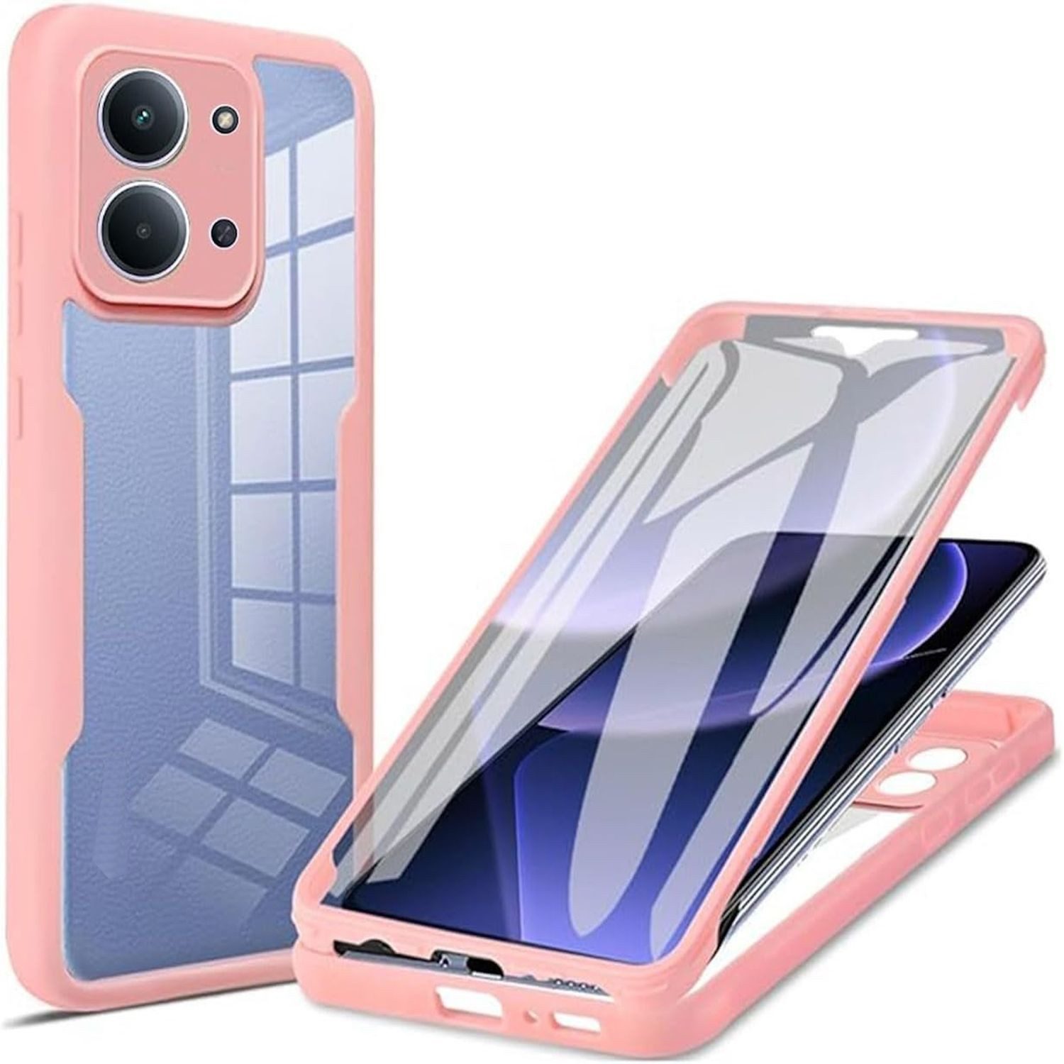 Wigento Handyhülle Für Xiaomi Redmi 15C 5G / 4G Full Body 360 Grad Acryl TPU Hülle Rosa, 360 Grad Schutz, stoßdämpfend, robust