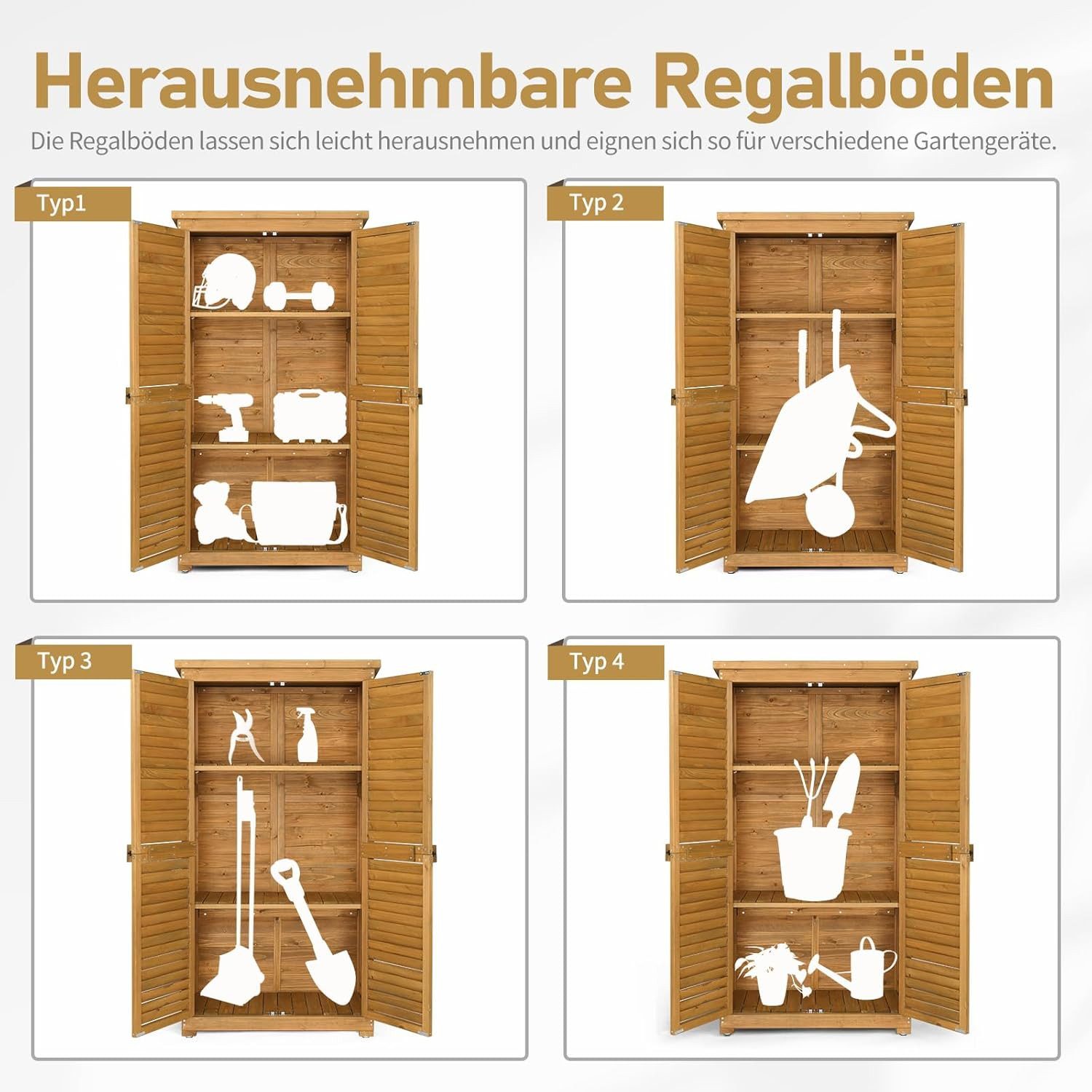 LALAHO Gartenhaus Geräteschrank Geräteschuppen Werkzeugschrank Outdoor, Holz Gerätehaus für Außenbereich, 87 X 42X 160 cm – Bild 4 von 5