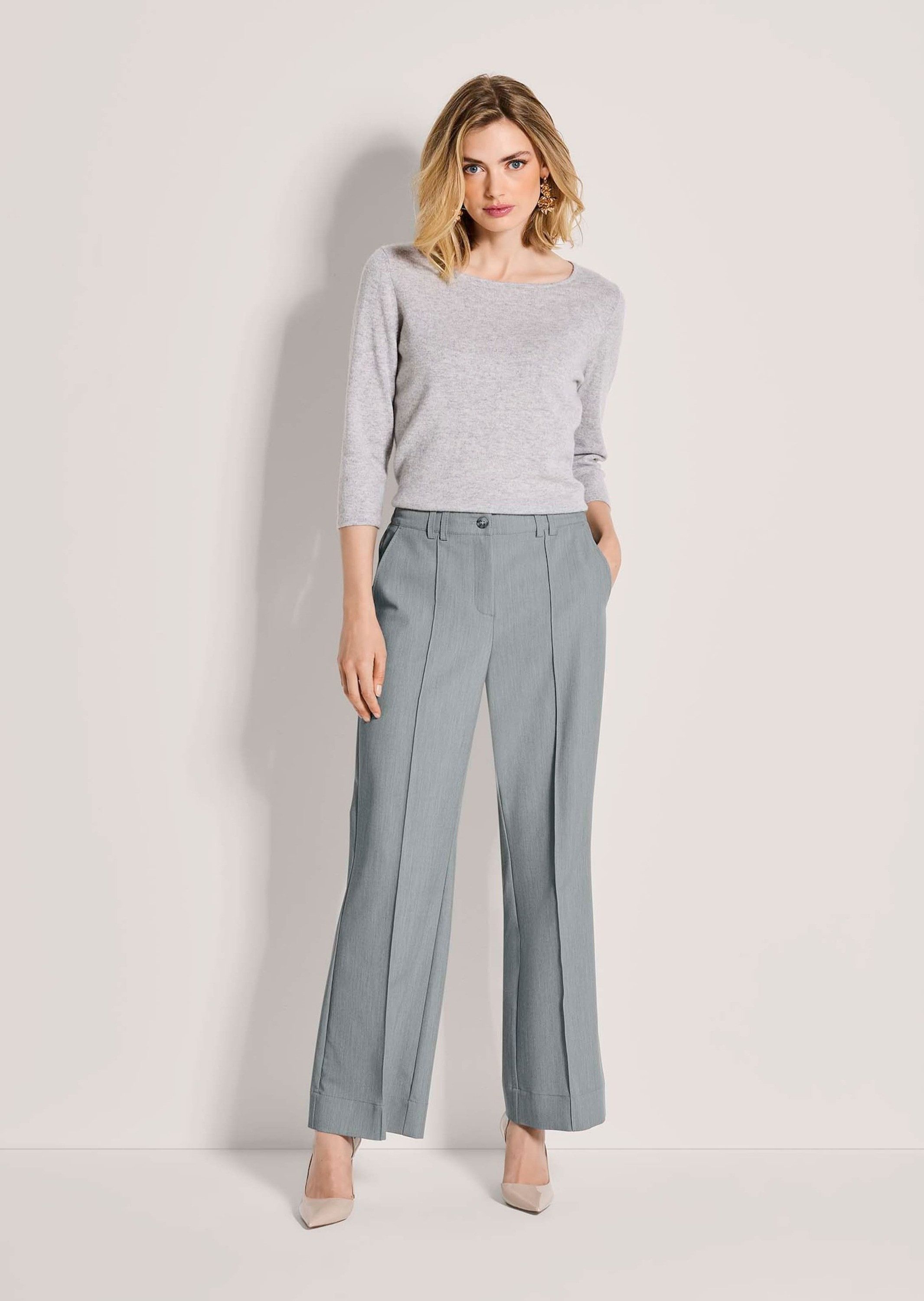 MADELEINE Stoffhose Stoffhose mit Biesen Jerseyhose mit Formbund, Gürtelschlaufen, Taschen und Knöchellänge