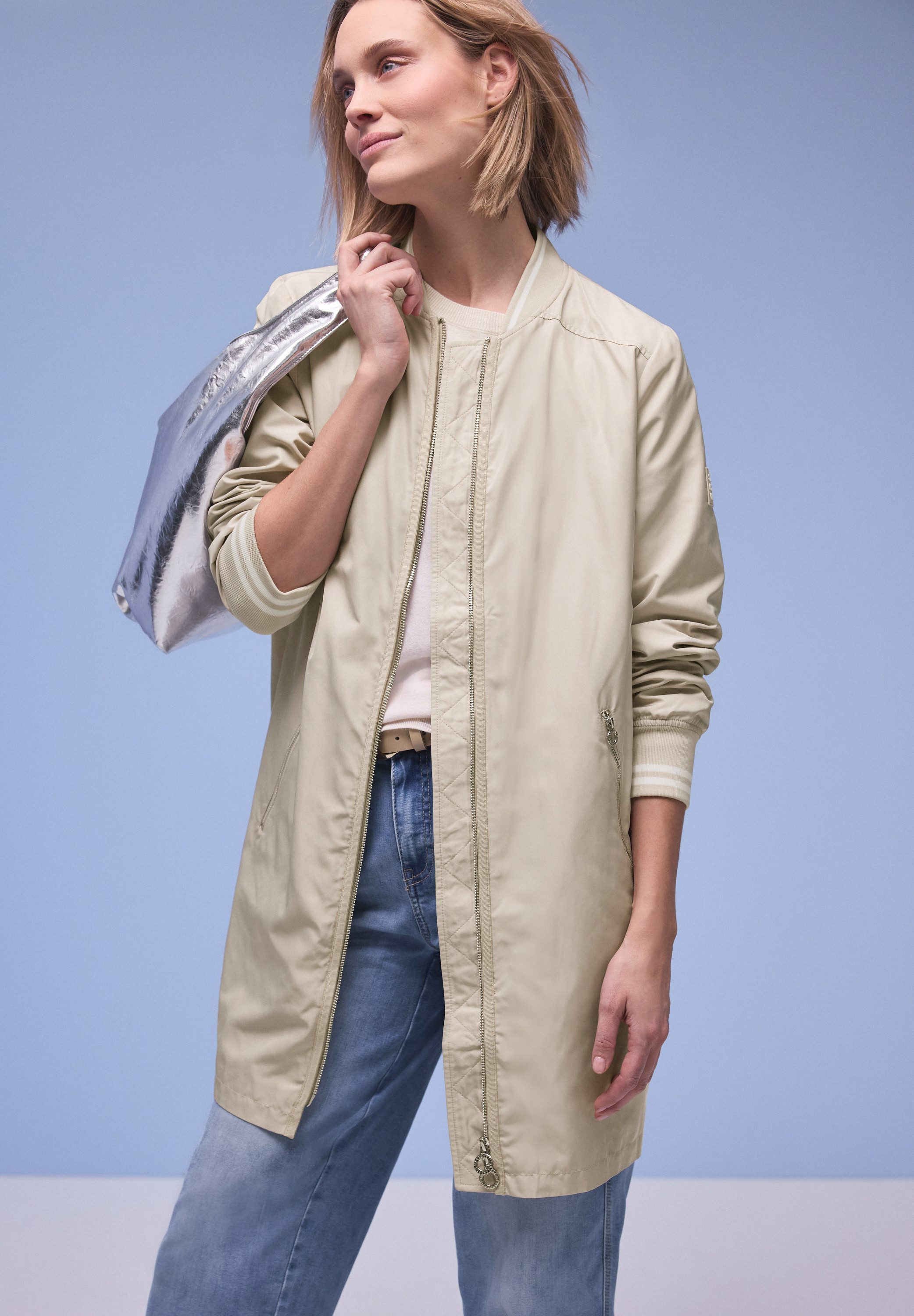 STREET ONE Langjacke bequeme Passform, 2‑Wege‑Reißverschluss