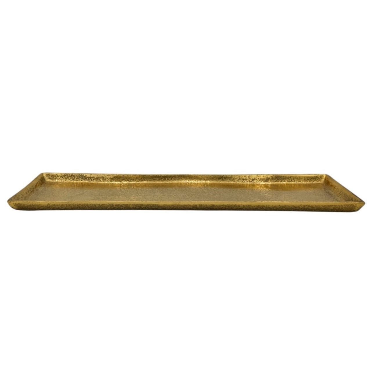 Meinposten Dekotablett Tablett Deko Metall 44x13 cm gold Kerzentablett Dekoschale rechteckig (1 St), aus Aluminium