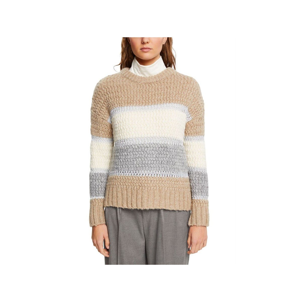 Longpullover Rollkragenpullover für Damen in sand