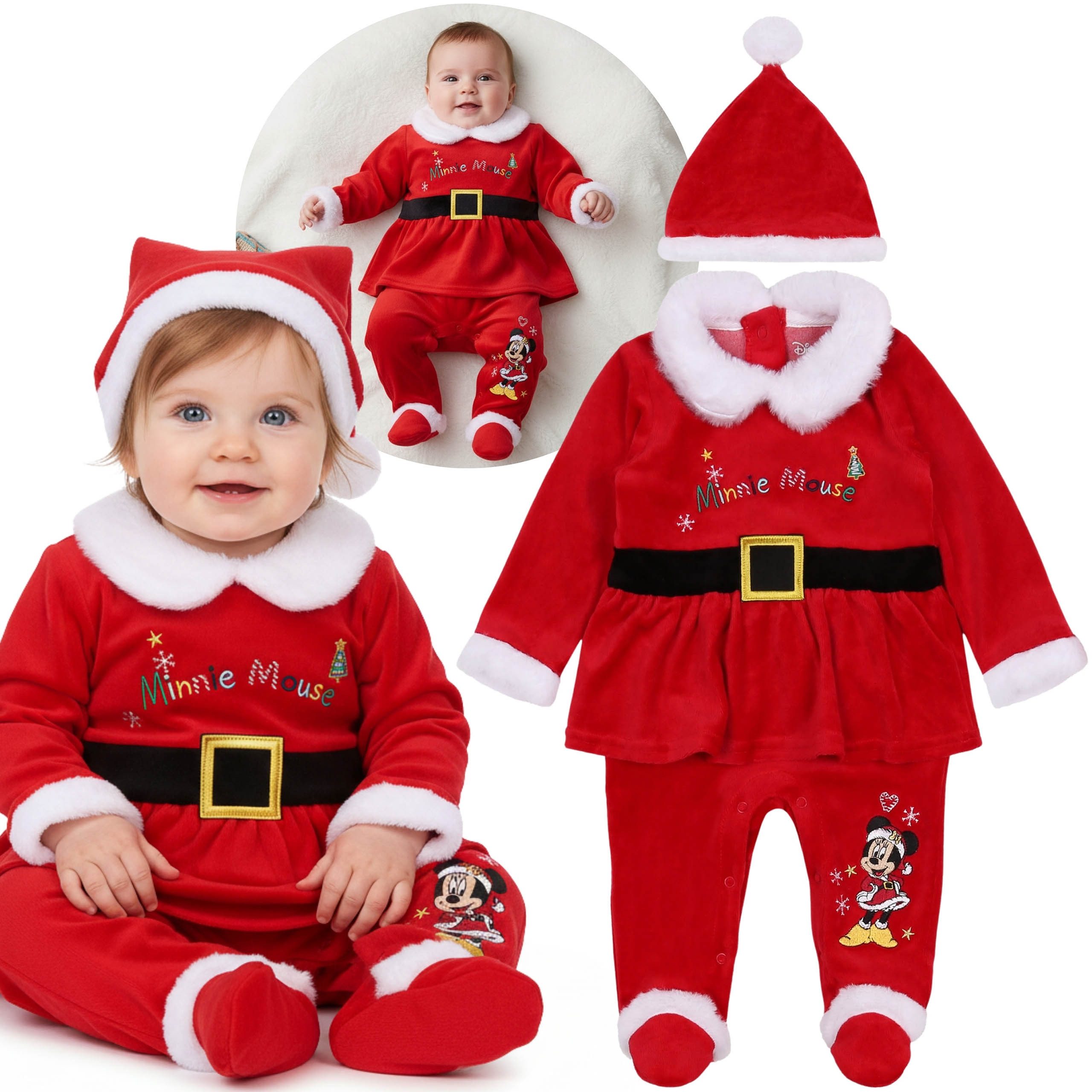 Sarcia.eu Kostüm Disney Minnie Maus Baby-Set für Mädchen, festliches Weihnachtsoutfit