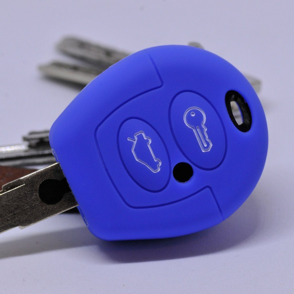 mt-key Schlüsseltasche Autoschlüssel Softcase Silikon Schutzhülle Blau, für VW T4 Golf Fox Sharan SEAT SEAT Skoda Polo Ibiza Fabia Octavia