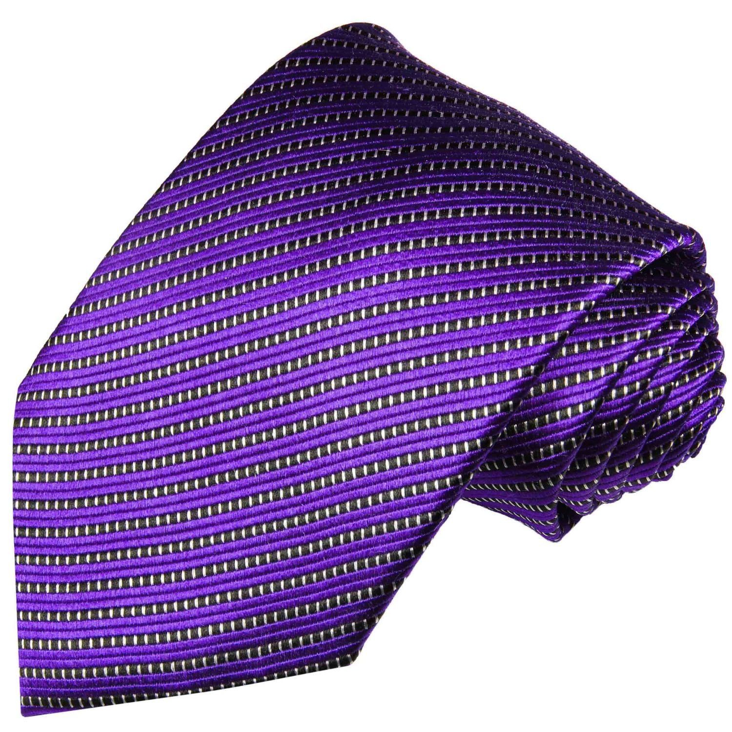 Paul Malone Krawatte Moderne Herren Seidenkrawatte gestreift 100% Seide Schmal (6cm), lila violett 2013