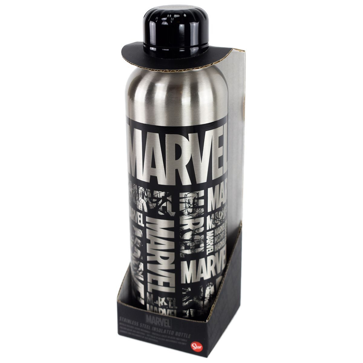 Stor Trinkflasche Marvel Isoflasche im Metallic Design 515 ml mit Schraubverschluss, im Geschenkkarton