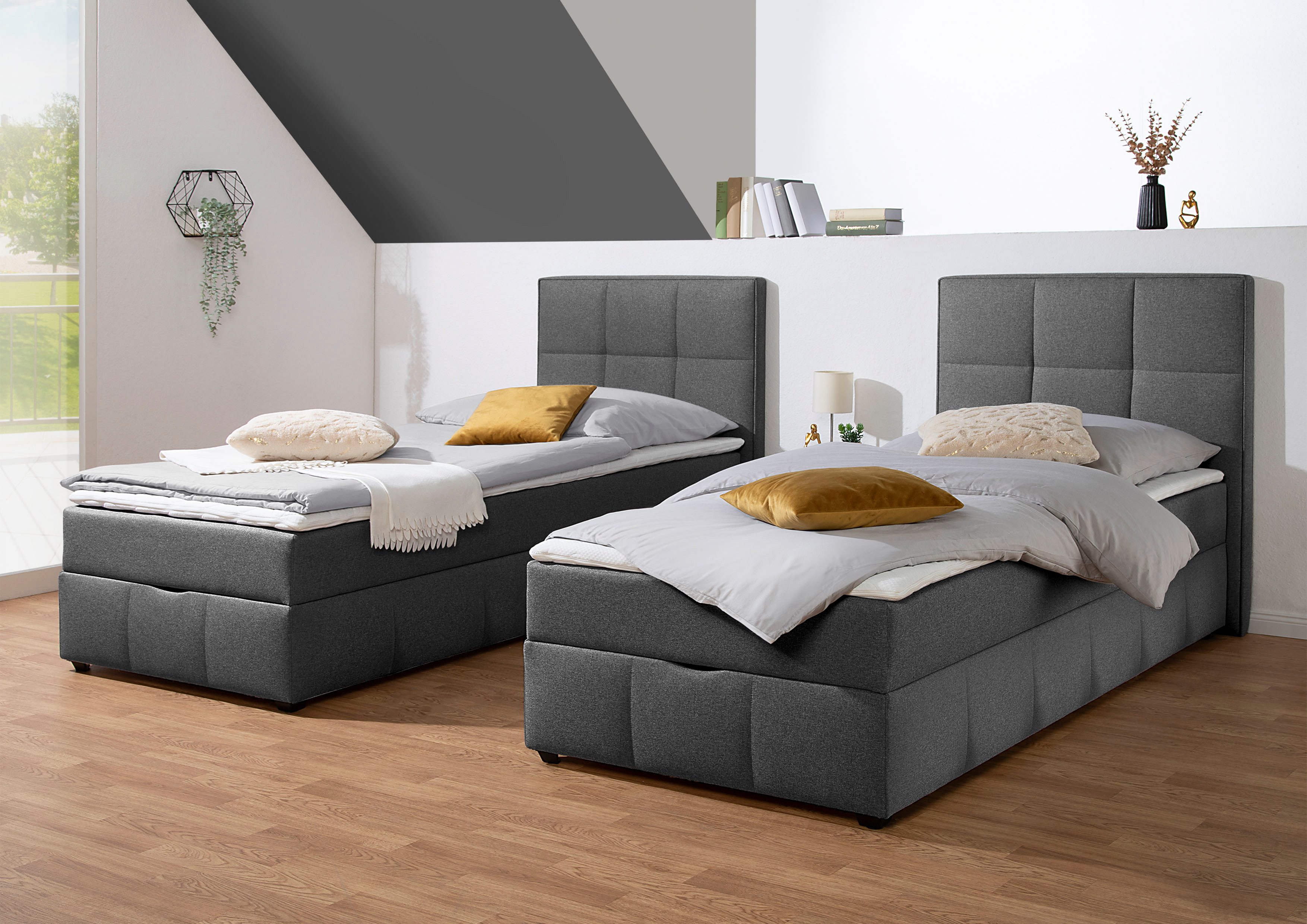 Home affaire Boxbett Niemes inkl. Bettkasten und Topper, auch in Überlänge erhältlich, Boxbett mit Bettkasten, inkl. Topper