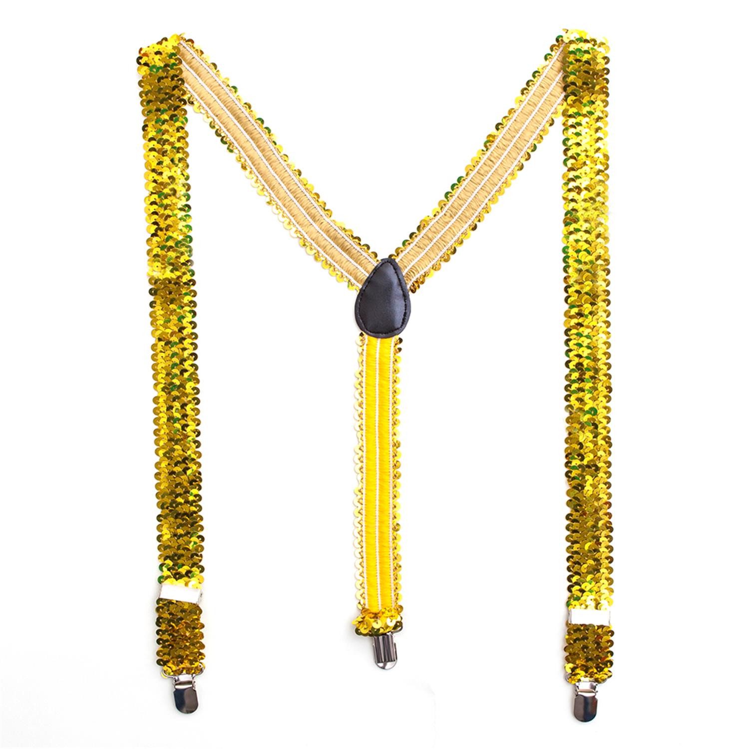 Party Factory Kostüm Pailletten-Hosentraeger Damen Herren Y-Form Form clips schmal, mit glitzernden Pailletten versetzt