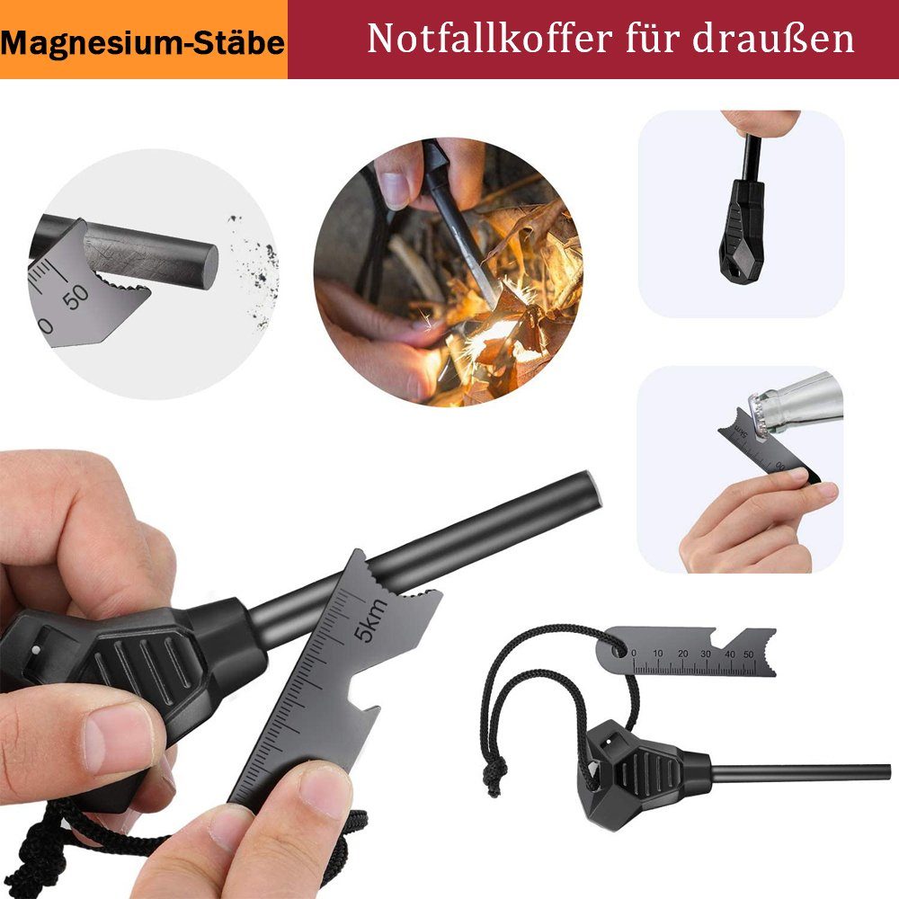 MDHAND Multitool Angelausrüstung Outdoor-Notfall-Kit-Rucksack, (65 Schwarz St)