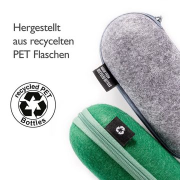 FEFI Brillenetui Sport- und Sonnenbrillen, mit Filzbezug aus recycelten PET-Flaschen, Set aus 1 Etui + Mikrofasertuch