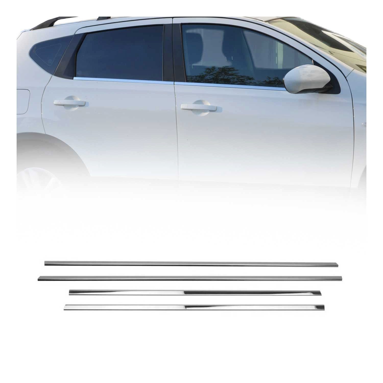 OMAC Zierleisten-Aufkleber Fensterleisten für Nissan Qashqai J10 2006-2014 Edelstahl Chrom 4tlg, (4tlg), Langlebig,Einfache Reinigung,Einfache Installation,Rostbeständig