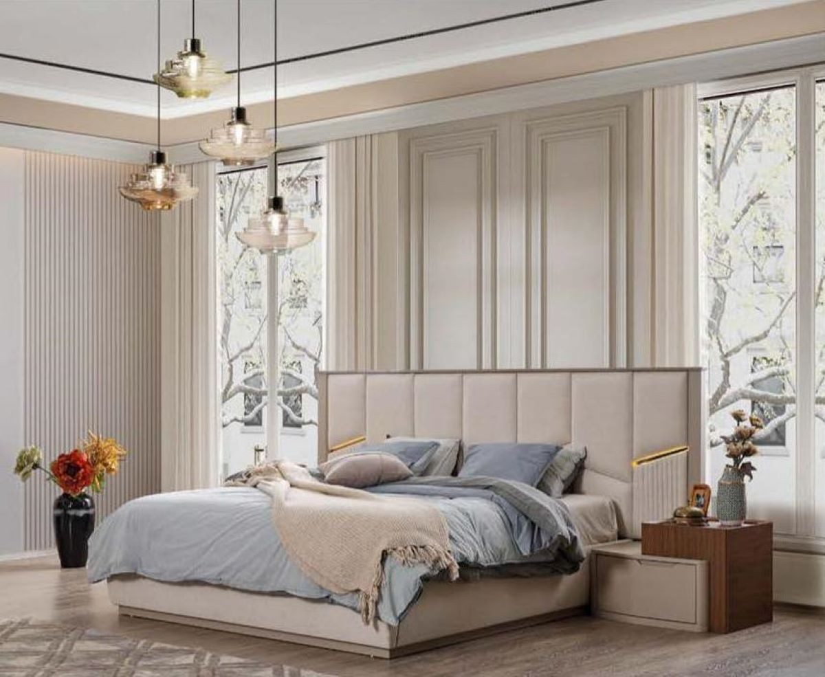 Xlmoebel Bett Exklusive Doppelbett Polsterbetten Schlafraum Zeitgemäße Gestaltung (1-tlg., Bett), Hergestellt in Europa
