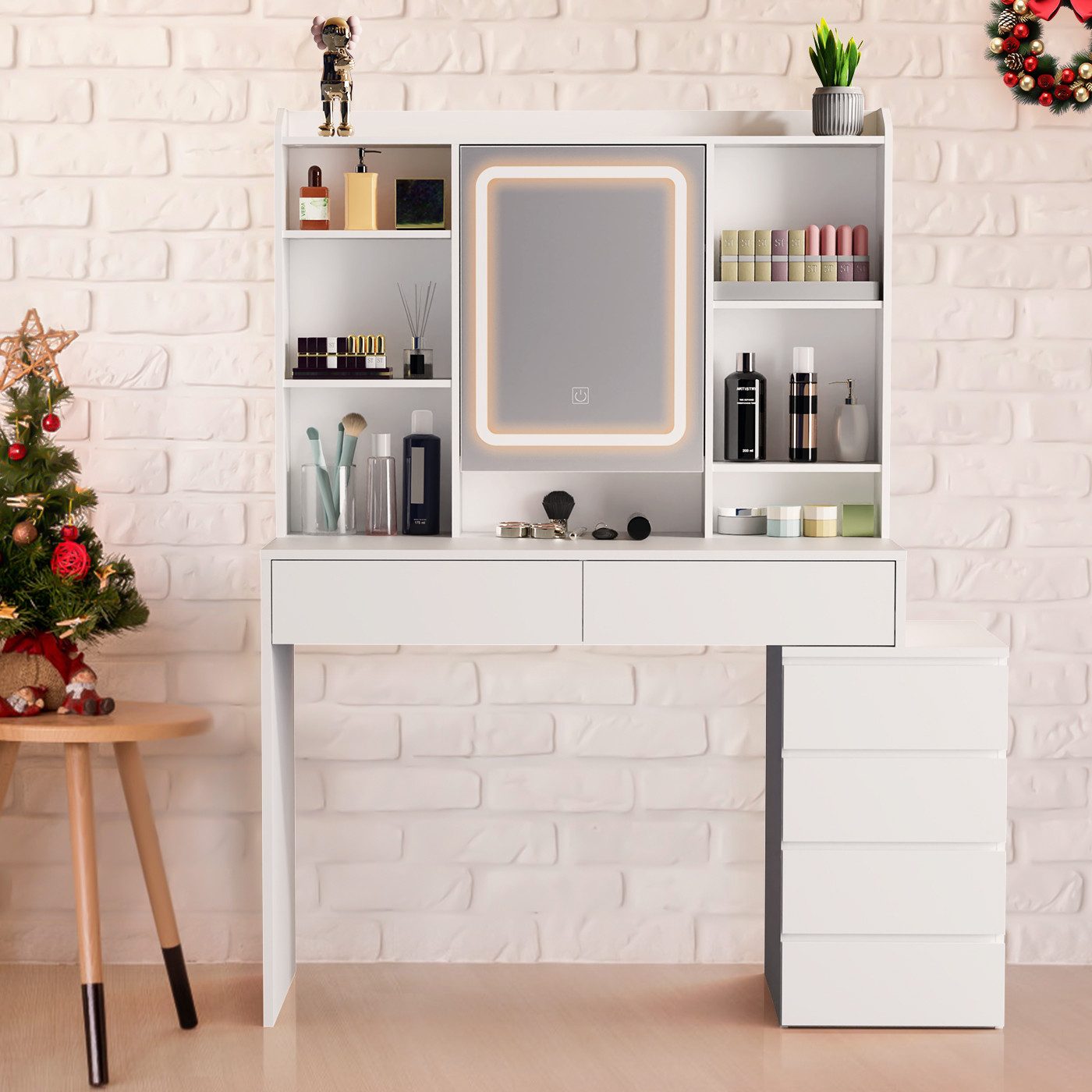 oyajia Schminktisch Kosmetiktisch mit LED Beleuchtung, Kosmetikschrank mit günstig online kaufen