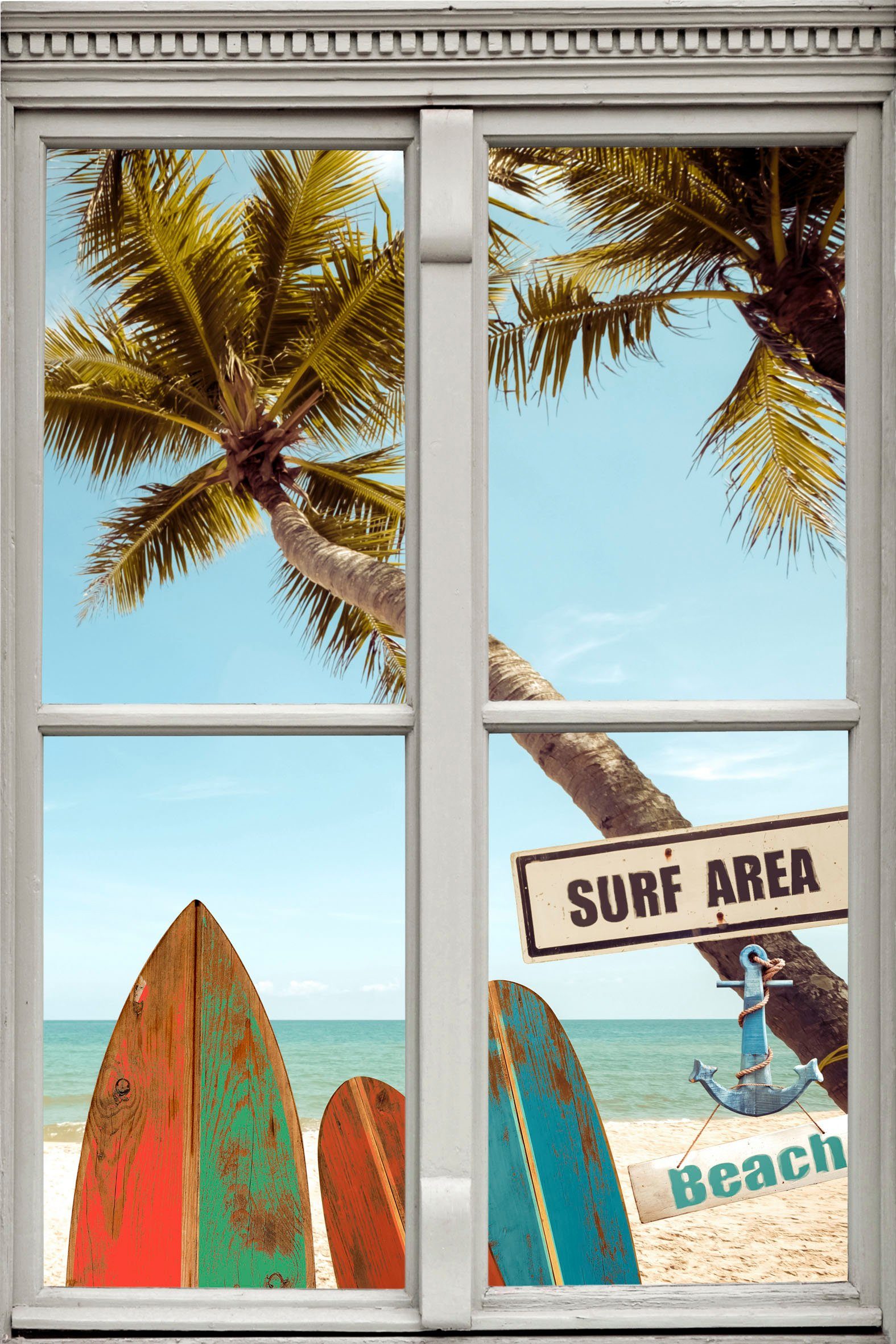 [Kostenloser Versand nur für begrenzte Zeit] queence Wandsticker Surf Area Beach