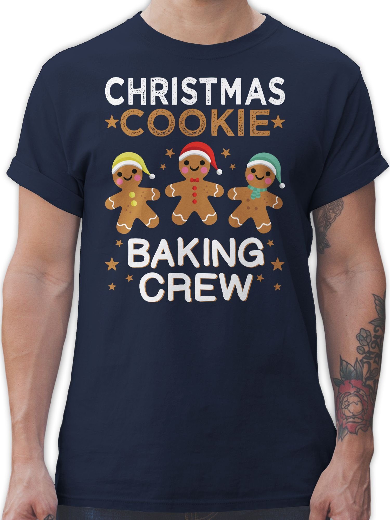 Shirtracer T-Shirt Christmas Cookie Baking Crew Lebkuchenmännchen Weihachten Kleidung 1 Navy Blau