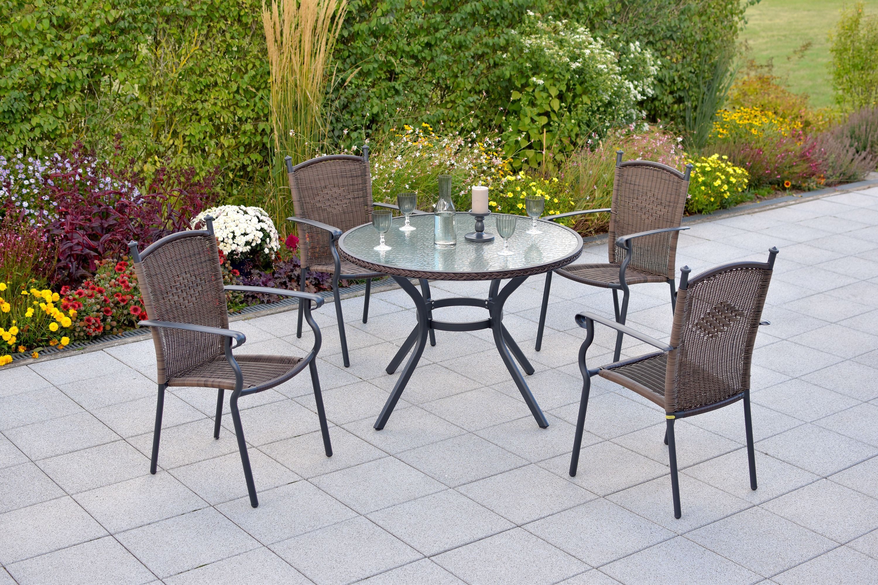 MERXX GartenEssgruppe »Roma«, (Set, 5tlg., Pulverbeschichtetes