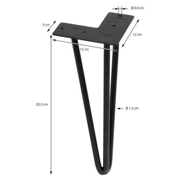 ML-DESIGN Tischbein 4er Set Tischbeine, mit 3 Streben, 20,5 cm schwarz