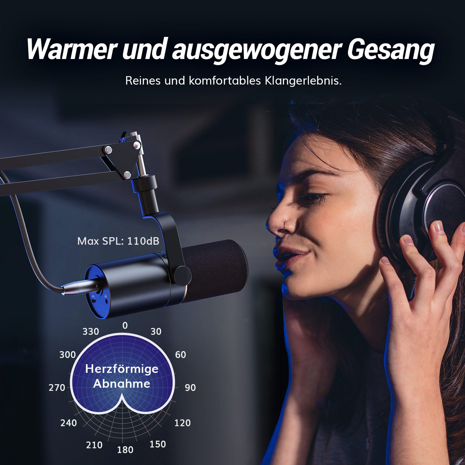 TONOR Mikrofon Dynamisches Microphone mit XLR/USB Kabel, Vocal Mic Gesangsmikrofon.