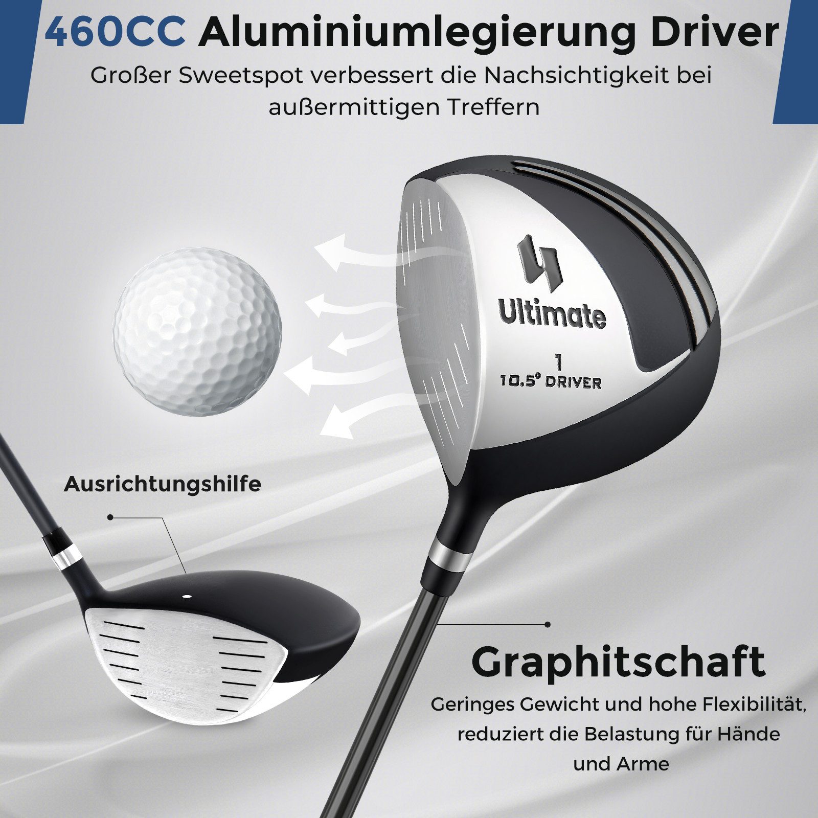COSTWAY Golfschläger + Golfbag, 9 teiliges Golfset linkshändig mit Golftasche