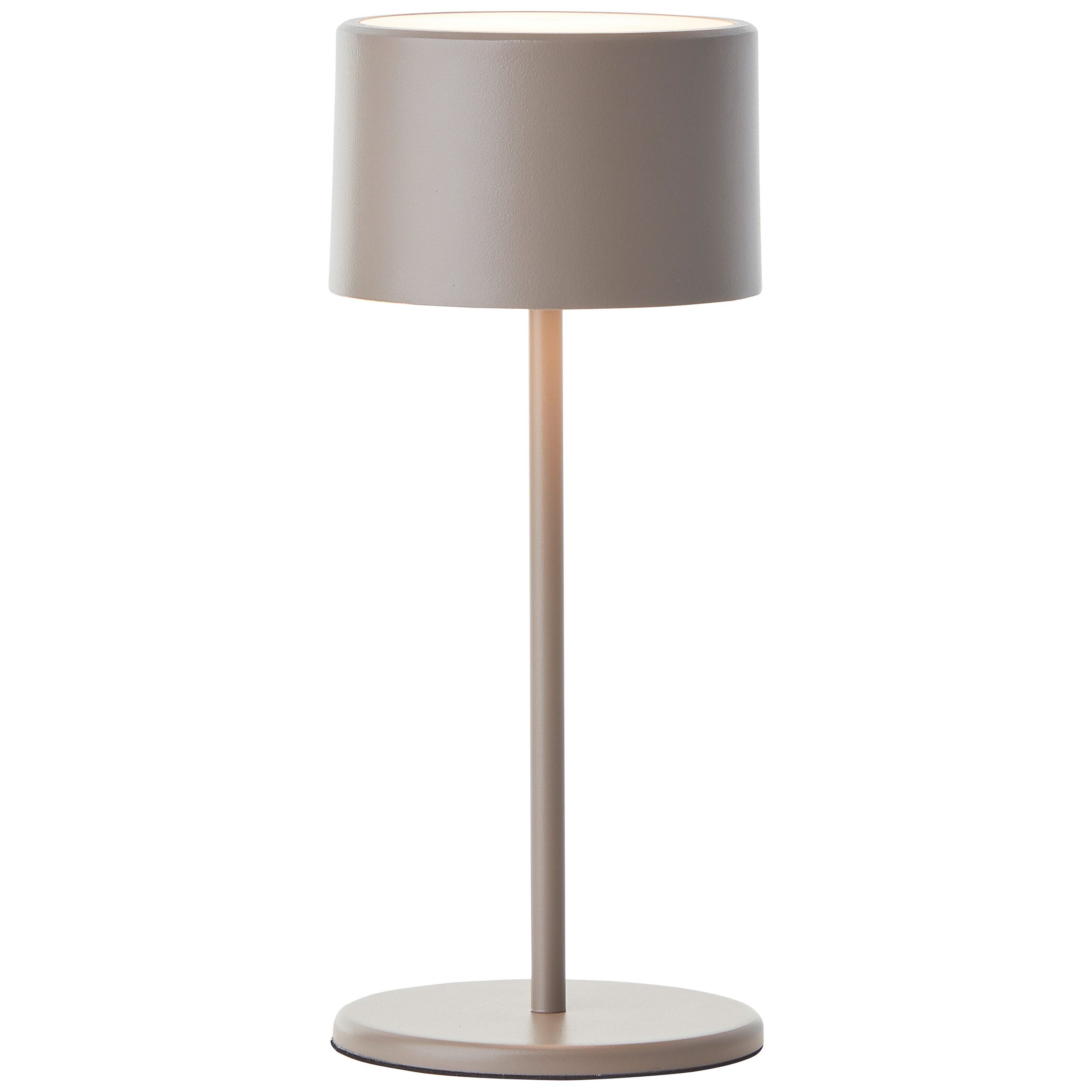 Brilliant Tischleuchte Helio, mehrere Helligkeitsstufen USB, LED fest integriert, Warmweiß, LED Tischleuchte Akku, 210 lm, Touchdimmer, 3000K, 21cm, Metall, taupe