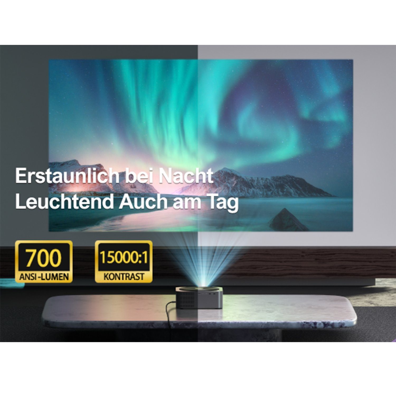 HD Full schwarz Full 1080P 15000:1, Ultimea Autofokus&6D-Autotrapezkorrektur) (21000 1920 px, Native lm, x 1080 HD,4K-Decodierung&HDR10, Beamer