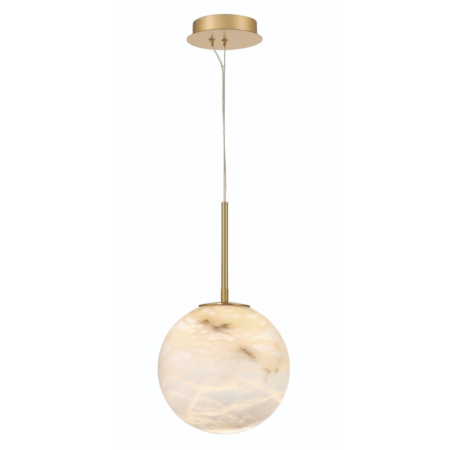 Licht-Erlebnisse Pendelleuchte ERLAND, LED fest integriert, Warmweiß, LED Alabaster Metall Ø 304 H: max. 207.4 cm in Gold Weiß Kugel 3000 K
